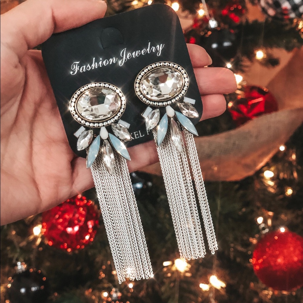 Silver Drop Tassel Earrings